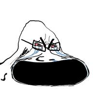 bloodshot_eyes crying distorted glasses open_mouth soyjak stubble thick_eyebrows vacuum variant:cryboy_soyjak // 5000x5000 // 2.8MB