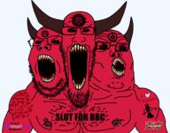 3soyjaks admin_6 angry anime antithrembo artist:hellcat bbc black_sclera blood buff cecefem chest_hair comic_sans demon demon_horns divine_comedy facial_mark forehead_mark gay glasses heart horn i_heart i_love impact_font janny logo looking_at_you mark_of_the_beast monster nipple nsfw open_mouth penis pentagram pentagram_forehead_mark red_eyes red_skin resetera satan satanism sharp_teeth slut soyjak soyjak_trio spade stubble tattoo text thrembo touhou tranny transheart transparent_background variant:gapejak variant:markiplier_soyjak variant:tony_soprano_soyjak video_game yellow_teeth // 1770x1396 // 158.0KB
