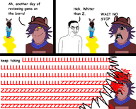 blood comic comic_sans crying jimbo_(namefag) keep_taking_lzzzzzzzz meta:namefags multiple_soyjaks nas:baxter niko_(oneshot) smirking subvariant:doctos subvariant:terryjak text text_bubble variant:chudjak variant:cryboy_soyjak warrior-z_(user) white_background // 2500x2000 // 567.8KB