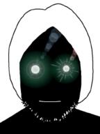 black_skin eyebrows forehead_lines glowing_eyes hair inverted mouth_closed soyjak stubble variant:lennonjak white_hair // 191x255 // 19.4KB