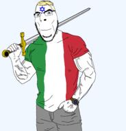 buff clothes country countrywar flag flag:italy glasses holding_object holding_sword italy jewish_star judaism star_of_david stubble sword transparent_background trend:aryan tshirt variant:cobson vein watch weapon yellow_hair // 1834x1910 // 87.6KB