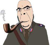 ante_pavelic brown_eyes closed_mouth clothes croatia glasses meta:tagme necktie pipe smile smoke soyjak stubble uniform ustasha ustashism variant:cobson // 1074x950 // 246.7KB