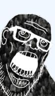 coal coal_skin ear glasses inverted open_mouth soyjak stubble variant:stu // 387x673 // 290.1KB