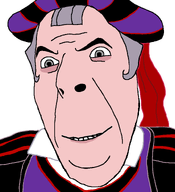beret claude_frollo collared_shirt disney eyebags grey_hair hunchback_of_notre_dame lips ribbon shoulder_pad smile variant:cobson wrinkles // 721x789 // 46.2KB