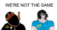 2soyjaks ack astrofene_(namefag) autism autogynephile batman bloodshot_eyes brown_skin crying dead dress flag:crimean_tatar flag:isis glasses hanging isis islam jihad jihadist kratos pink_hair punisher rope shitskin soyjak stubble subvariant:muscular_chud suicide text tongue tranny transparent_background variant:bernd variant:chudjak warrior-z_(user) we're_not_the_same white_skin // 1252x673 // 309.6KB