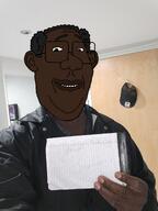 black_skin clothes eyebrows face_reveal garf_(user) glasses hair irl lips necktie shaved smile suit variant:protestantjak // 1535x2048 // 3.0MB