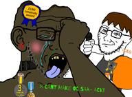 ack badge badges belt black_skin bleed blood coal_police crying crying_blood dan gempass gempedo greentext head_dent oc rotting rotting_teeth smug tongue uncreative variant:soyak // 1024x750 // 267.3KB