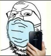 glasses hand holding_object irl mask phone soyjak stubble variant:gapejak // 934x1024 // 71.8KB