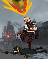 automotons_(helldivers) blood curb_stomp cyborg helldiver_(helldivers) helldivers_2 imminent_death red_eyes variant:bernd variant:chudjak video_game // 884x1080 // 724.7KB