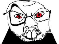 clothes content_aware distorted glasses large_nose looking_at_you open_mouth raised_eyebrow red_eyes sharp_teeth soyjak stubble subvariant:crazyguyjak teeth vampire variant:feraljak // 800x600 // 12.9KB
