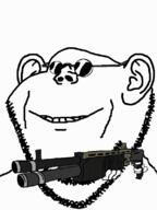 animated black_glasses firearm gun hand holding_gun holding_object holding_shotgun round_glasses shotgun smile variant:impish_soyak_ears weapon // 598x800 // 35.5KB