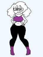 black_pants bracelet closed_mouth crossed_arms furry glasses hair high_heels midriff pj_(rocky_rakoon) purple_shirt purple_shoes rocky_rakoon sexy_poodle standing subvariant:neutralplier variant:markiplier_soyjak white_fur // 1256x1664 // 46.4KB