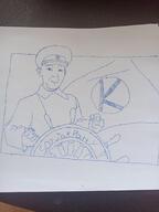 arm closed_mouth clothes ear hand hat holding_object irl kolyma military_cap paper redraw smile soyjak soyjak_party traditional_media variant:kuzjak // 3472x4624 // 3.7MB