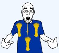 arm british cheshire clothes ear england flag flag:cheshire glasses hair hand open_mouth pointing soyjak stubble sword teeth tshirt united_kingdom variant:shirtjak wheat // 1236x1118 // 186.3KB