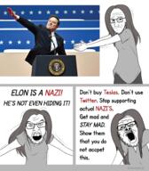 angry bald beard comic elon_musk glasses hair meta:tagme multiple_soyjaks politics soyjak stubble text variant:a24_slowburn_soyjak variant:feraljak variant:soyak woman // 1753x2000 // 2.1MB
