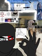 a10_eyes balaclava blue_eyes chud clothes facial_mark freemason glasses glove hyperborea irl_background islam kabbalah looking_at_you mask mason mecca occult ok_hand_sign pagan paganism saturn schizoposting sonnenrad star_of_remphan subvariant:muscular_chud swastika text variant:chudjak warrior-z_(user) // 1400x1868 // 1.9MB