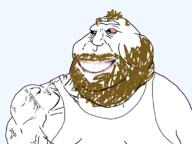 arm balding beard bloodshot_eyes brown_beard brown_hair buff coomer fat hair series:coomers_&_gooners smile soyjak tank_top variant:meximutt vein // 1135x849 // 271.6KB