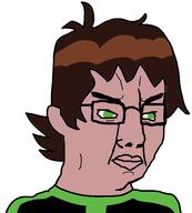 angry ben_10 ben_10_omniverse ben_tennyson brown_hair closed_mouth clothes frown glasses green_eyes hair lips soyjak thick_eyebrows tshirt variant:chudjak // 1575x1752 // 288.5KB