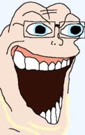 aryan blue_eyes frog laughing looking_to_the_right open_mouth pepe transparent_background variant:pepejak white_skin yellow_hair // 400x629 // 24.7KB