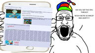 clothes glasses hand hat holding_object holding_phone iphone open_mouth phone soyjak spongebob_squarepants stubble subvariant:phoneplier subvariant:phoneplier_vertical text v_(4chan) variant:markiplier_soyjak // 1600x900 // 335.5KB