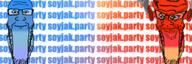 banner blue_skin calm closed_mouth ear fume glasses red_skin seething soyjak soyjak_party stretched_chin stubble text variant:markiplier_soyjak // 300x100 // 46.5KB