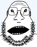 beard black_sclera glasses open_mouth small_eyes soyjak stubble transparent_background variant:weirdson // 942x1214 // 33.9KB