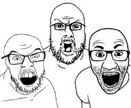 3soyjaks series:trios_&_duos trio variant:el_perro_rabioso variant:feraljak variant:pronounjak white_background // 768x633 // 42.4KB