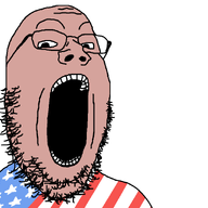amerimutt animated clothes dean eating flag flag:united_states food glasses hamburger open_mouth soyjak star_(symbol) stubble united_states variant:gapejak // 1000x900 // 535.8KB