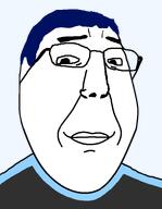 blue_hair chud hair merge nick_kiggers shaved smile soy2 subvariant:gapechud subvariant:gapechud_(wholesome) variant:chudjak variant:gapejak // 600x771 // 15.5KB