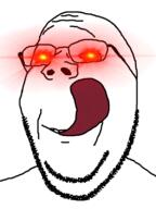 glasses glowing glowing_eyes licking_lips smile soyjak stubble subvariant:wholesome_soyjak tongue variant:gapejak // 600x799 // 182.2KB