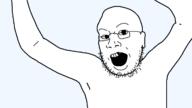 0n animated arm bald dance glasses open_mouth soyjak stubble variant:0nbailandojak // 1200x675 // 98.2KB
