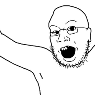 0n animated arm bald dance glasses open_mouth soyjak stubble variant:0nbailandojak // 1200x675 // 98.2KB