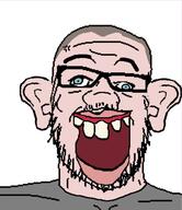 anger_mark blue_eyes clothes cross_eyed derp ear glasses kurwa open_mouth poland skinhead smile soyjak stubble variant:a24_slowburn_soyjak white_skin // 1244x1443 // 176.4KB