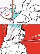 crying dragon_ball glasses muscles muscular_male pink_hair punch rope smug tranny variant:bernd variant:chudjak // 1657x2224 // 189.3KB