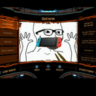 animated arm excited glasses hand hands_up metroid nintendo nintendo_switch open_mouth soyjak stubble variant:excited_soyjak video_game // 1920x1080 // 4.7MB