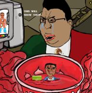 amerimutt angry basement blood bloodshot_eyes brown brown_skin buff closed_mouth crying fat food glasses gore guatemala meximutt ms_paint open_mouth soyjak stairs subvariant:chudjak_front subvariant:obsessedchud subvariant:unbotheredchud variant:chudjak vein // 637x640 // 100.3KB