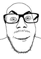 glasses mustache smile soyjak stubble thick_eyebrows variant:punkjak // 918x1306 // 39.8KB