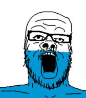 bavaria country flag flag:bavaria_(striped) germany glasses mustache open_mouth soyjak stubble variant:a24_slowburn_soyjak // 454x520 // 7.4KB