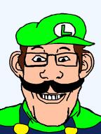 ear green_clothes green_hat italy luigi mario mustache overalls plumber series:bing_bing_wahoo smile variant:markiplier_soyjak video_game // 600x800 // 18.9KB