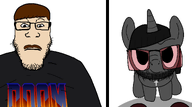 2soyjaks beard chadsigma_(namefag) clothes cross doom gigachad hair horn lee_goldson looking_down looking_up mustache pony shadow shoe smug stubble subvariant:neutralplier unicorn variant:markiplier_soyjak variant:trixiejak // 1800x1000 // 99.4KB