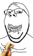 american_food arm closed_mouth food glasses goyslop hand holding_object sandwich smile soyjak stubble subvariant:wholesome_soyjak subway variant:gapejak // 600x1000 // 103.4KB