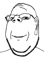 double_chin ear eyelids fat glasses merge small_eyes smile soyjak stubble subvariant:massjak subvariant:wholesome_soyjak variant:gapejak // 600x800 // 76.1KB