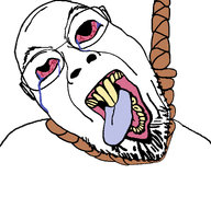 ack bloodshot_eyes buck_teeth crying hanging rope series:deformed_bernd_subvariants subvariant:berndckteeth tongue tongue_out variant:bernd yellow_teeth // 768x719 // 25.5KB