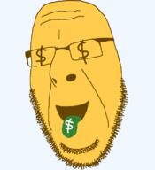 alternate dollar dollar_sign emoticon glasses money no_eyes no_teeth open_mouth series:soymoji soyjak stubble tongue variant:cobson // 721x789 // 28.9KB