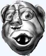 artist:cannedpocket deformed ear full_body glasses hair mustache realistic shading smile soyjak stubble variant:deformedenberg // 630x772 // 323.2KB