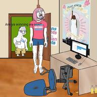 ack anhero boomer chair computer daddy's_girl dead diarrhea fat flag:transgender_pride_flag hanging meta:low_resolution meta:tagme pink_hair piss piss_bottle poop poster room rope suicide tranny variant:bernd wojak // 1000x1000 // 1.0MB