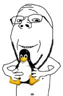 GNULinux glasses smile soyjak stubble tux variant:gapejak // 676x1021 // 74.6KB