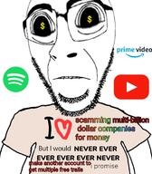 amazon_prime_video arm biting_lip capitalism closed_mouth clothes glasses heart i_love i_would_never merge soyjak spotify stubble subvariant:hornyson subvariant:hydrocephason subvariant:science_lover text tshirt variant:cobson variant:markiplier_soyjak youtube // 1078x1234 // 375.3KB