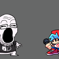 animated boyfriend_(friday_night_funkin') clothes friday_night_funkin' glasses hat logo microphone nintendo nintendo_switch no_nose open_mouth soyjak stubble style_emulation variant:gapejak video_game // 1280x718 // 5.6MB