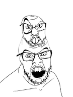 2soyjaks conjoined glasses gums meta:variant_get open_mouth stubble subvariant:crazyguyjak teeth variant:feraljak white_background // 1500x1992 // 105.9KB